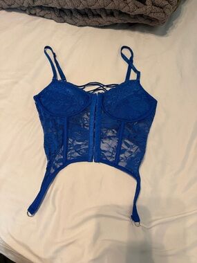 Royal Blue Lace Bustier Corset Top